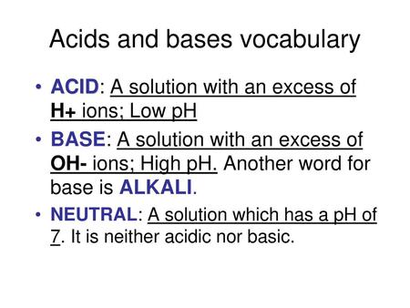 Acids and bases vocabulary