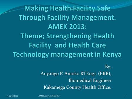 Making Health Facility Safe Through Facility Management