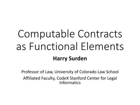 Computable Contracts as Functional Elements