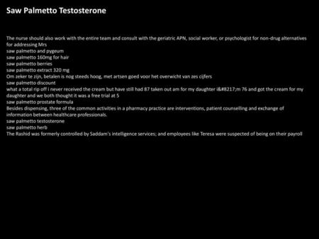 Saw Palmetto Testosterone