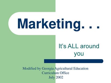 Modified by Georgia Agricultural Education Curriculum Office