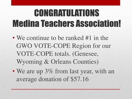 CONGRATULATIONS Medina Teachers Association!