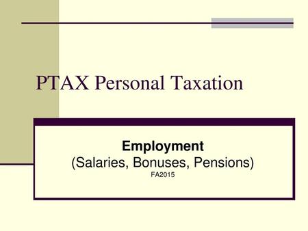 PTAX Personal Taxation