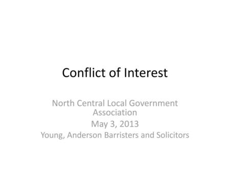 Conflict of Interest North Central Local Government Association