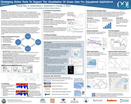 Developing Online Tools To Support The Visualization Of Ocean Data For Educational Applications Poster #1767 Michael Mills, S. Lichtenwalner,