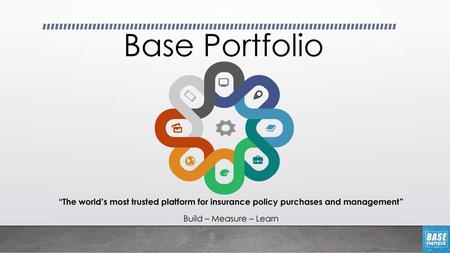 Base Portfolio “The world’s most trusted platform for insurance policy purchases and management” Build – Measure – Learn.