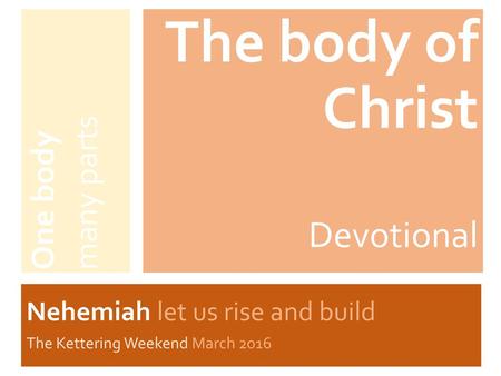 The body of Christ Devotional One body many parts