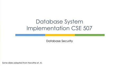 Database System Implementation CSE 507