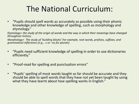 The National Curriculum: