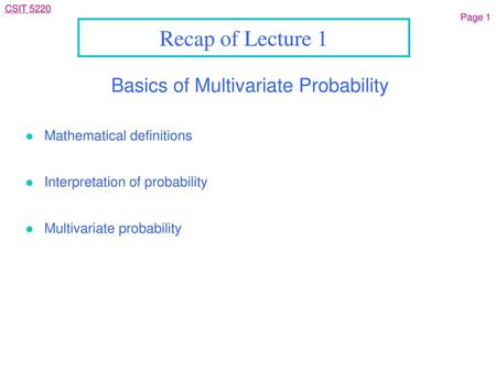 Basics of Multivariate Probability