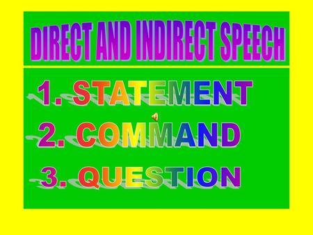 DIRECT AND INDIRECT SPEECH