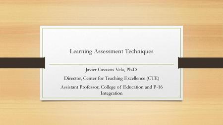 Learning Assessment Techniques