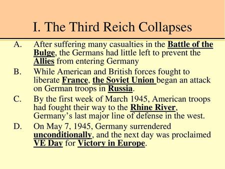 I. The Third Reich Collapses