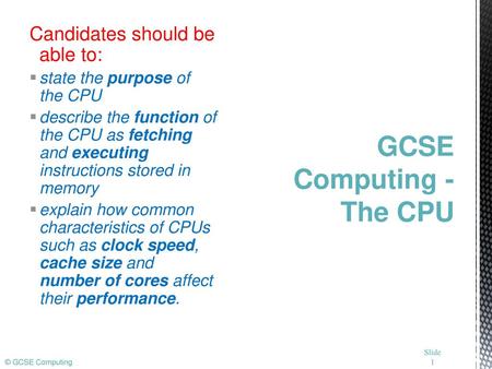 GCSE Computing - The CPU