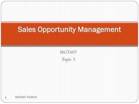 Sales Opportunity Management