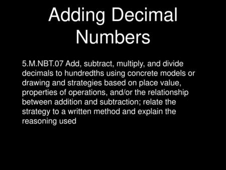 Adding Decimal Numbers