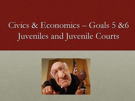 Civics & Economics – Goals 5 &6 Juveniles and Juvenile Courts