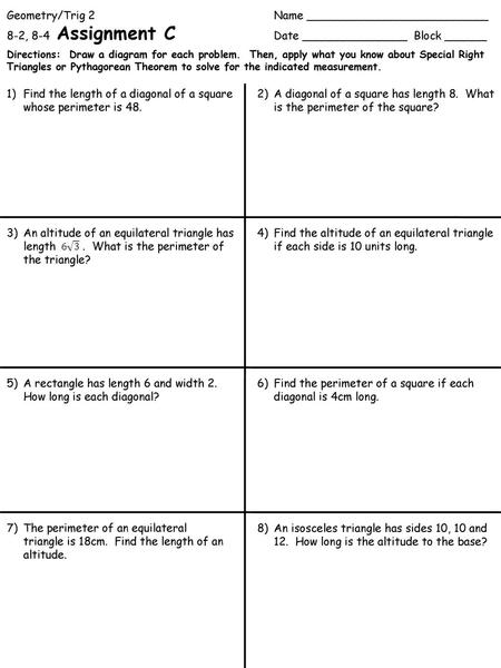 Geometry/Trig 2 Name __________________________