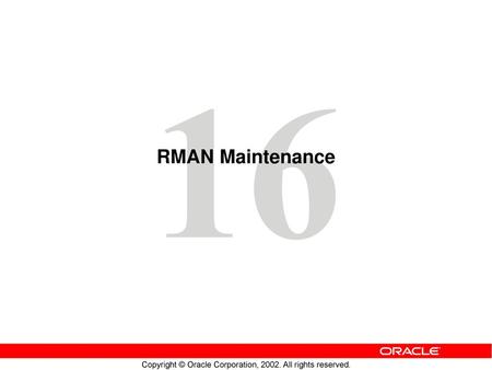 RMAN Maintenance.