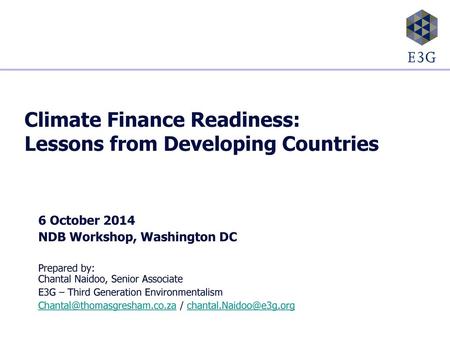 Climate Finance Readiness: Lessons from Developing Countries