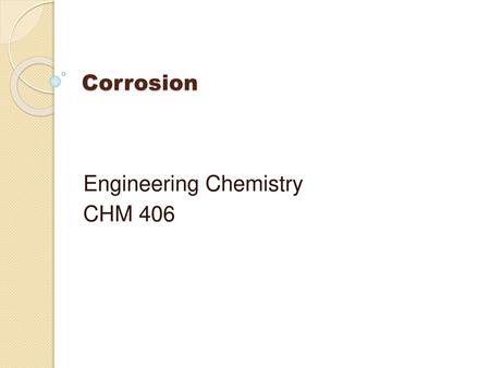 Engineering Chemistry CHM 406