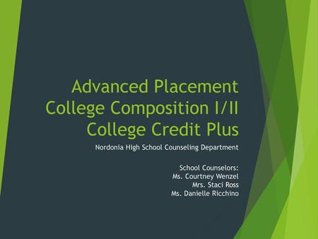 Advanced Placement College Composition I/II College Credit Plus