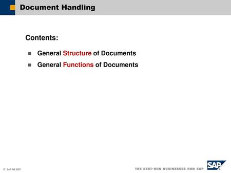 Document Handling Contents: General Structure of Documents