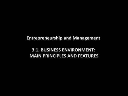 Entrepreneurship and Management