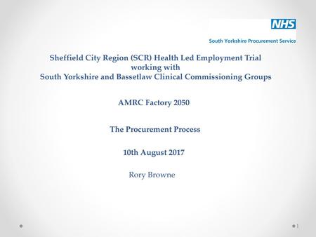 Sheffield City Region (SCR) Health Led Employment Trial working with