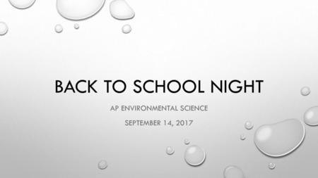 AP Environmental Science September 14, 2017