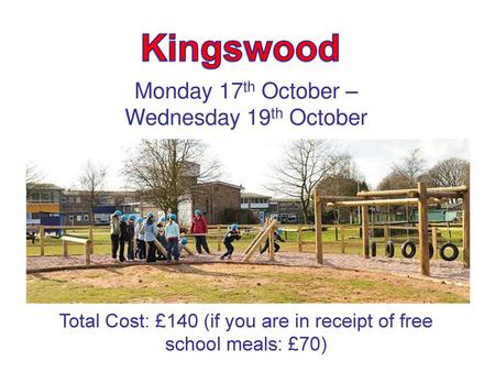 Total Cost: £140 (if you are in receipt of free school meals: £70)