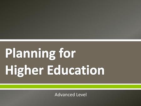 Planning for Higher Education