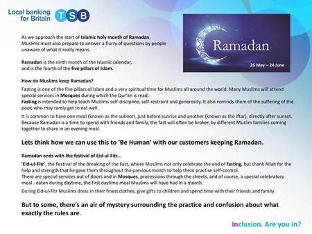 As we approach the start of Islamic holy month of Ramadan,