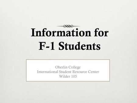 Information for F-1 Students