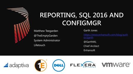 Reporting, SQL 2016 and ConfigMgr