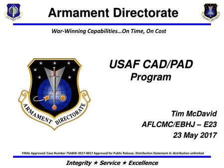 Tim McDavid AFLCMC/EBHJ – E23 23 May 2017