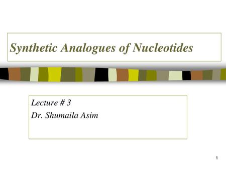 Synthetic Analogues of Nucleotides