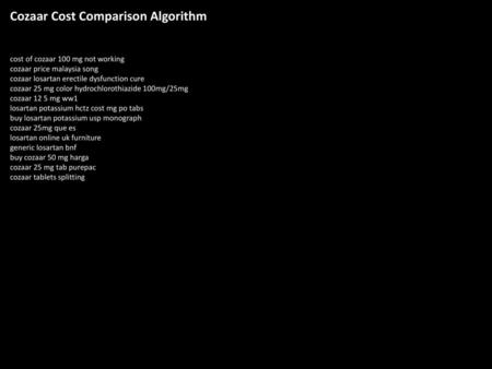 Cozaar Cost Comparison Algorithm