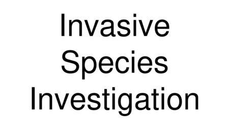 Invasive Species Investigation