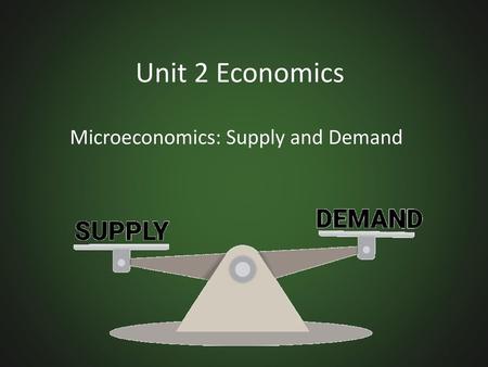 Microeconomics: Supply and Demand