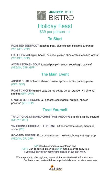 Holiday Feast $39 per person ++ To Start The Main Event Treat Yourself