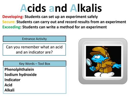 Can you remember what an acid and an indicator are?