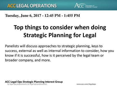 Top things to consider when doing Strategic Planning for Legal