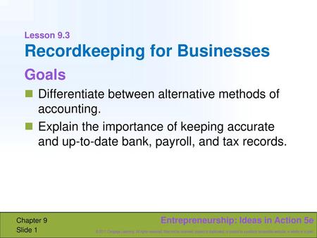 Lesson 9.3 Recordkeeping for Businesses