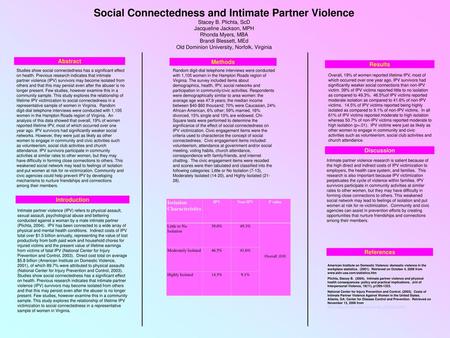 Social Connectedness and Intimate Partner Violence Stacey B