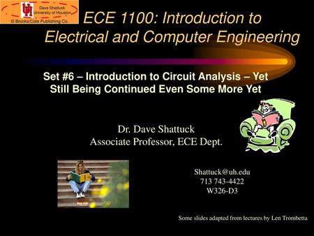 ECE 1100: Introduction to Electrical and Computer Engineering