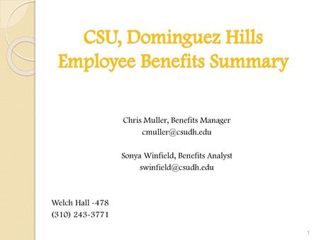 CSU, Dominguez Hills Employee Benefits Summary