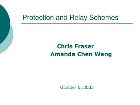 Protection and Relay Schemes