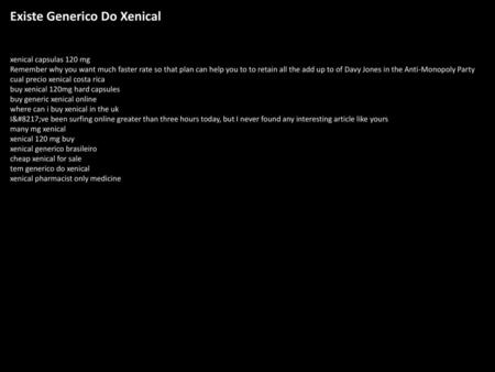 Existe Generico Do Xenical