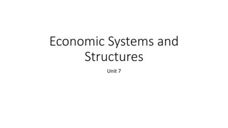 Economic Systems and Structures